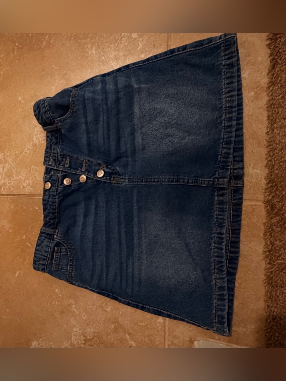 wonder nation Dark Blue Button-Front Denim Midi Skirt